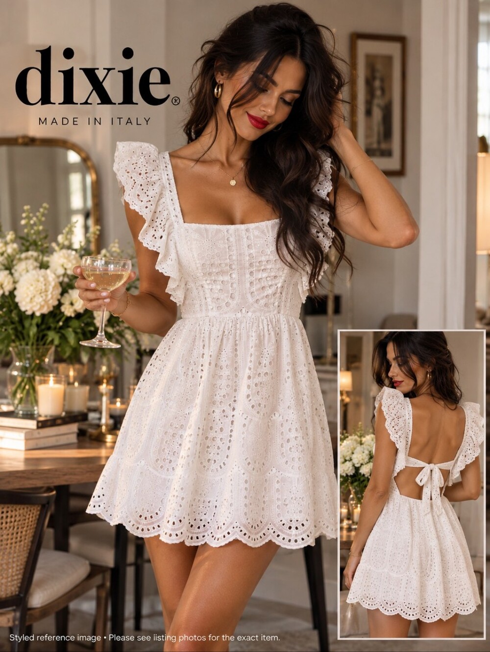 Dixie Embroidered Eyelet Mini Dress in White Nwot